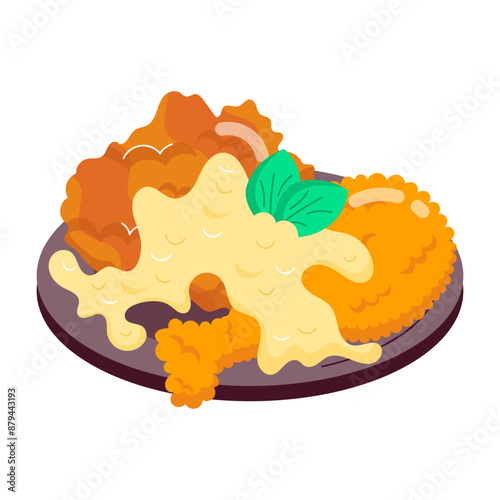 Hot sandwich serving, flat style sticker 

