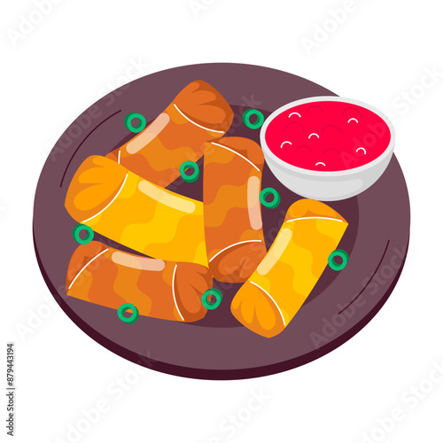 Hot sandwich serving, flat style sticker 

