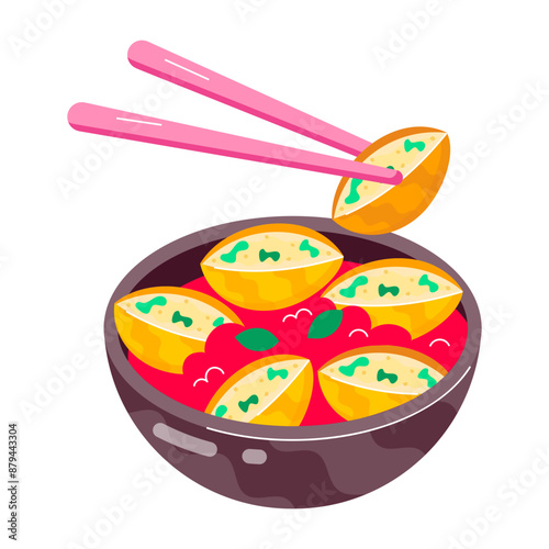 A flat sticker depicting bruschetta

