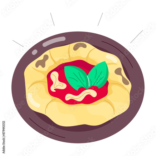 A flat sticker depicting bruschetta

