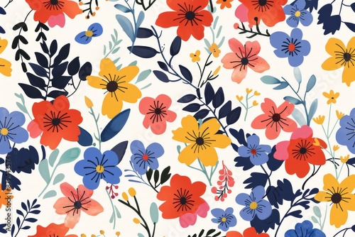 Wallpaper Mural A vibrant top-down view of a diverse mix of flowers bathed in sunlight. Beautiful simple AI generated image in 4K, unique. Torontodigital.ca