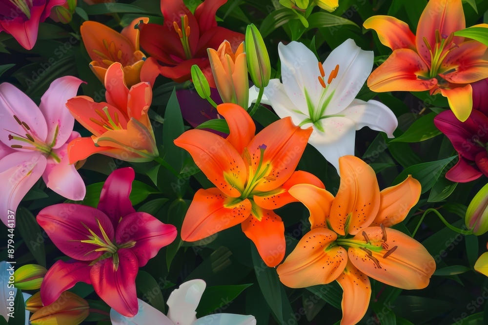 Fototapeta premium Close-Up of Vibrant Colorful Flowers. Beautiful simple AI generated image in 4K, unique.