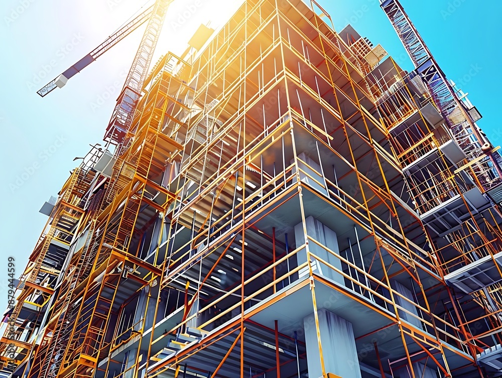 Construction Building Scaffolding - 3D Illustration Construction Building Scaffolding - 3D Illustration