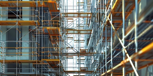 Scaffolding on a Building 3D Illustration