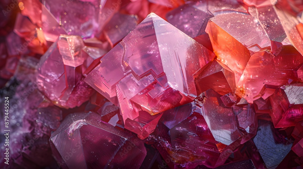 Close-Up of Vibrant Pink and Red Crystals Close-Up of Vibrant Pink and Red Crystals