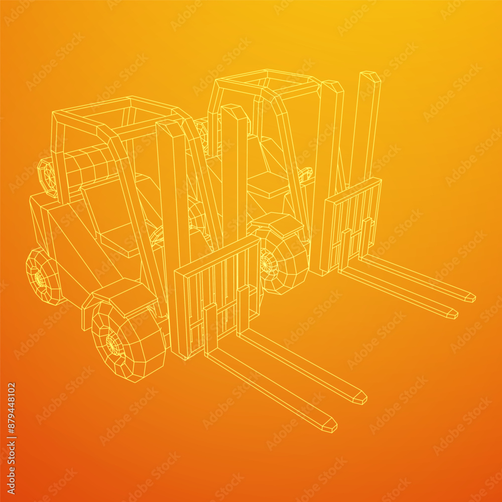 Fototapeta premium Forklift Loader lift truck. Wireframe low poly mesh vector illustration.