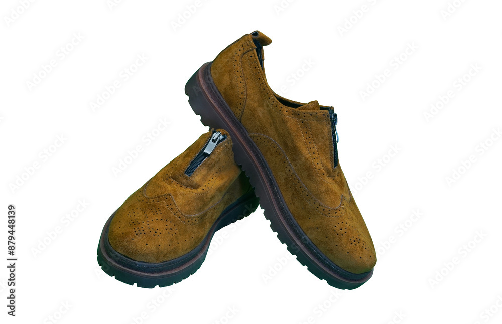 Yellow leather shoes on a white background Yellow leather shoes on a white background