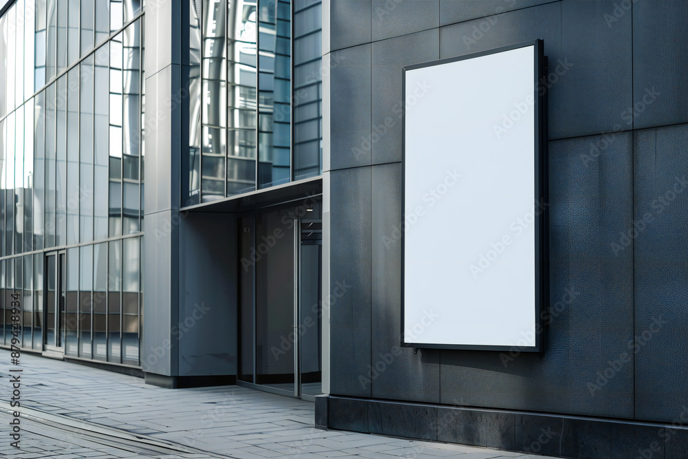 Layout of an advertising sign on a modern wall of a business building Layout of an advertising sign on a modern wall of a business building