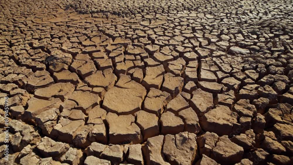 Establishing shot of cracking mud floor in the plains during the evening in kenya Establishing shot of cracking mud floor in the plains during the evening in kenya