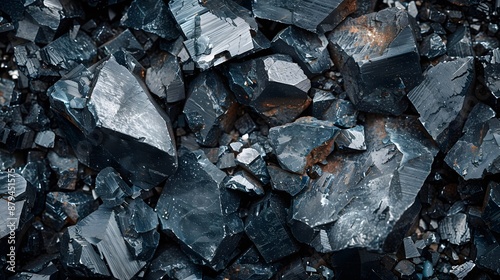 Wallpaper Mural Close-Up View of Shiny Black Coal Rocks Torontodigital.ca