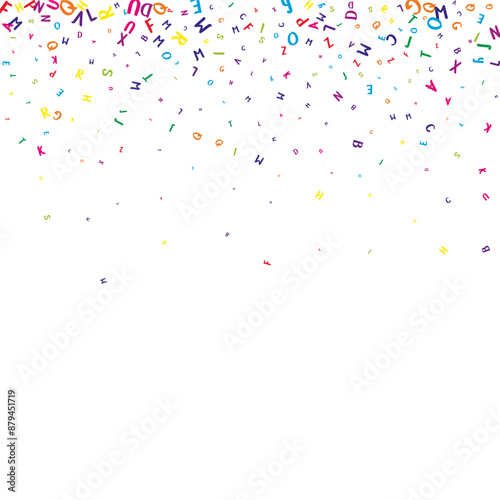 Flying latin letters. Colorful childish scattered