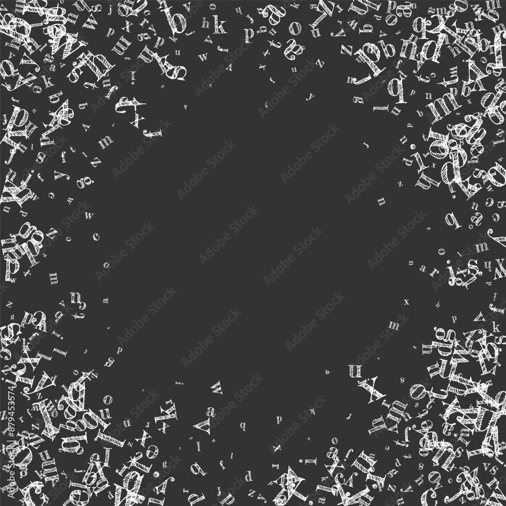 Obraz premium Falling letters of English language. White chalk