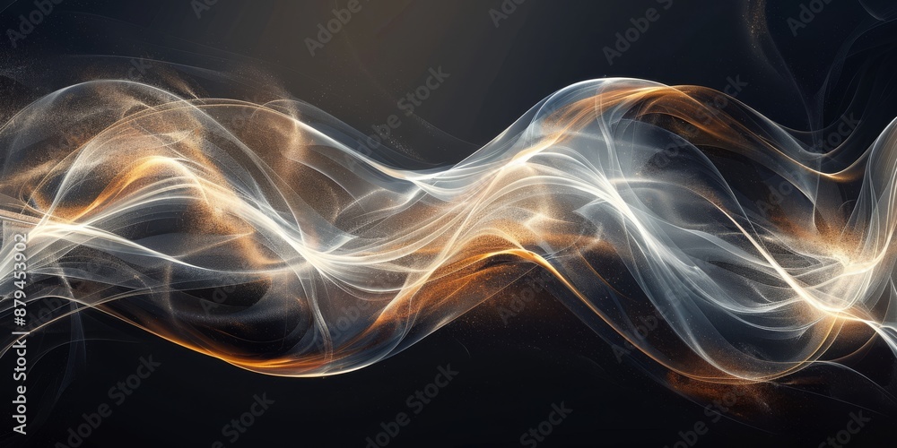 Fototapeta premium Create a captivating visual effect with a harmonious blend of white and gold, forming elegant abstract waves