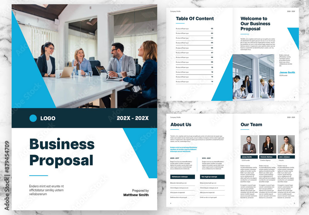 Blue And Green Business Proposal Stock Template | Adobe Stock