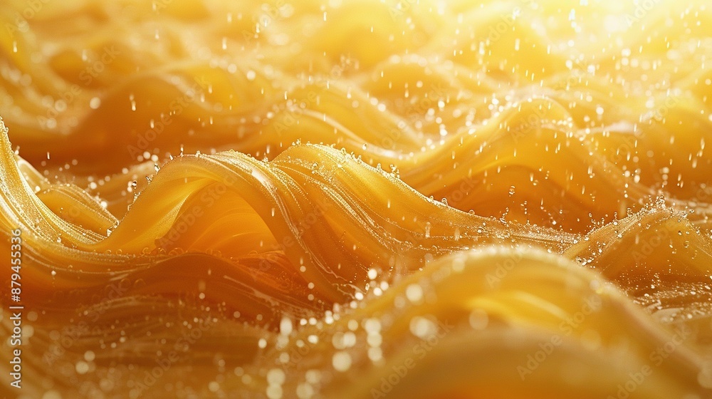 A close-up photo of a water wave with sunlight reflecting off the top and droplets on the bottom A close-up photo of a water wave with sunlight reflecting off the top and droplets on the bottom