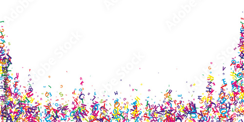 Flying latin letters. Colorful childish scattered