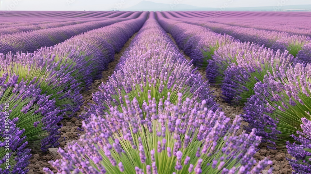 Obraz premium Abstract background of colorful nature scenes featuring vibrant floral patterns of lavender fields where the purple blooms stretch out creating a vast and aromatic landscape Illustration, Image, ,