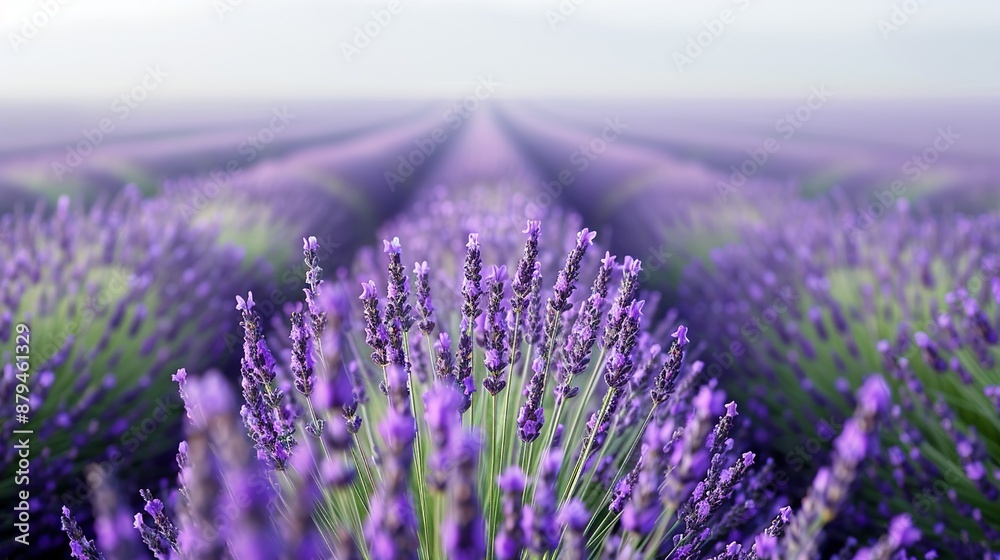 Obraz premium Abstract background of colorful nature scenes featuring vibrant floral patterns of lavender fields where the purple blooms stretch out creating a vast and aromatic landscape Illustration, Image, ,