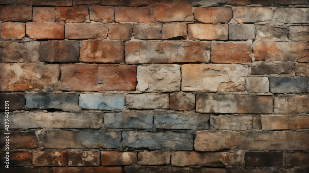 Weathered Old Brick Wall with Rich Textures and Variations in Color, Reflecting the Passage of Time Weathered Old Brick Wall with Rich Textures and Variations in Color, Reflecting the Passage of Time