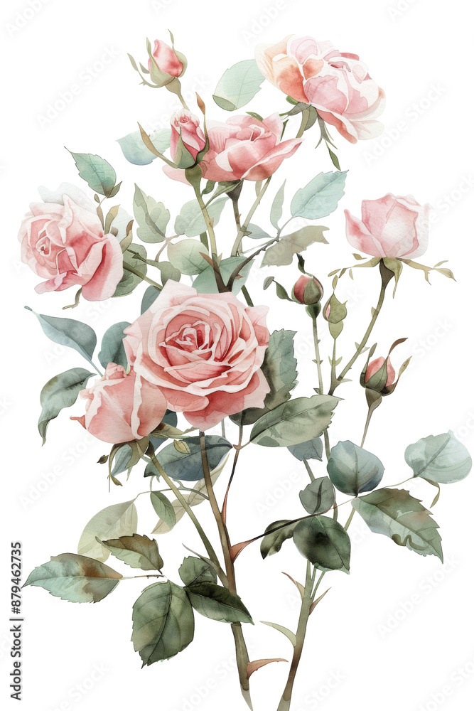 Obraz premium Watercolor Painting of Pink Rose Bouquet