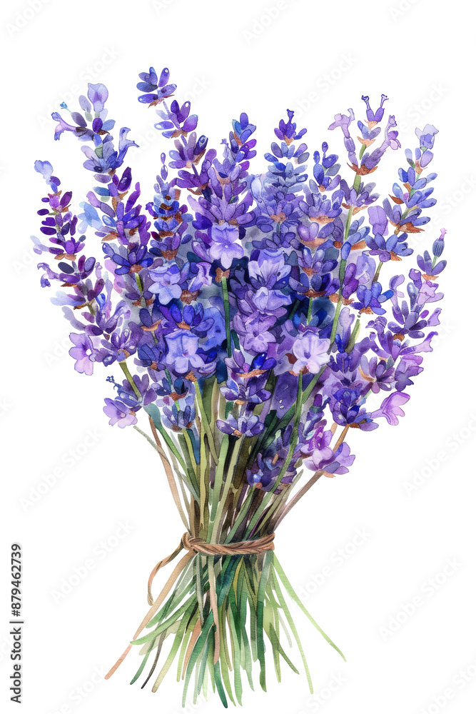 Naklejka premium Watercolor Bouquet of Lavender Flowers