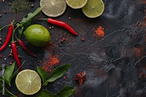 Lime and chili pepper backg...
