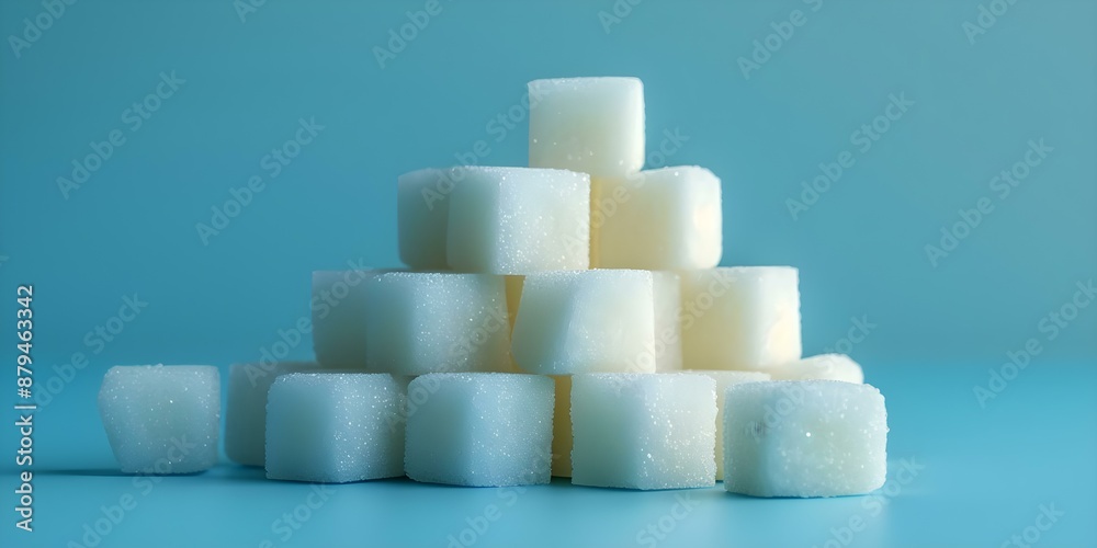 Abstract white sugar cubes stack in low poly style on blue background. Concept Abstract Art, Sugar Cubes, Low Poly Style, Blue Background, Minimalist Design Abstract white sugar cubes stack in low poly style on blue background. Concept Abstract Art, Sugar Cubes, Low Poly Style, Blue Background, Minimalist Design