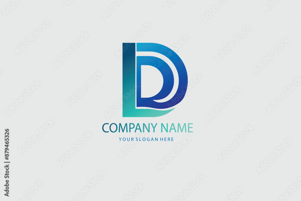 D company vector logo sign and symbol design. Vector abstract design elements. Color letters. Line art. Modern abstract design shapes on white background.