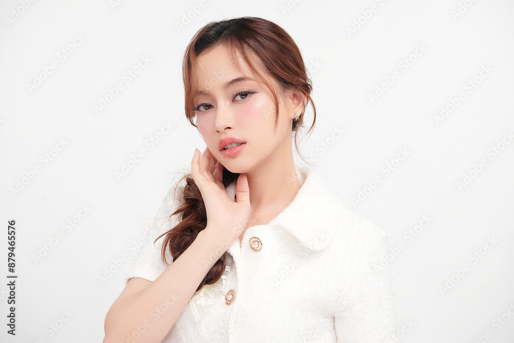 Beautiful young asian woman with clean fresh skin on white background, Face care, Facial treatment, Cosmetology, beauty and spa, Asian women portrait. Beautiful young asian woman with clean fresh skin on white background, Face care, Facial treatment, Cosmetology, beauty and spa, Asian women portrait.