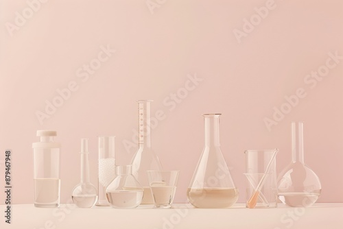 science behind molecular gastronomy minimalist laboratory-inspired culinary glassware and scientific equipment used in gastronomy research, against a backdrop of soft neutral tones