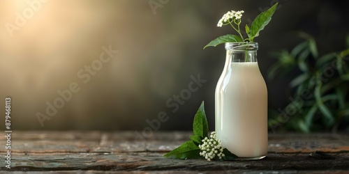 Fresh nonhomogenized milk with creamy top layer showcases quality ecofriendly dry farm practices. Concept Farm Practices, Nonhomogenized Milk, Creamy Top Layer, Ecofriendly, High Quality photo