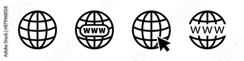 Internet icon. Globe web sign. Online connection vector set. Isolated internet symbol.