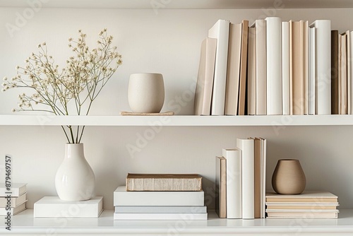 minimalist bookshelf with a few carefully placed books © Damian