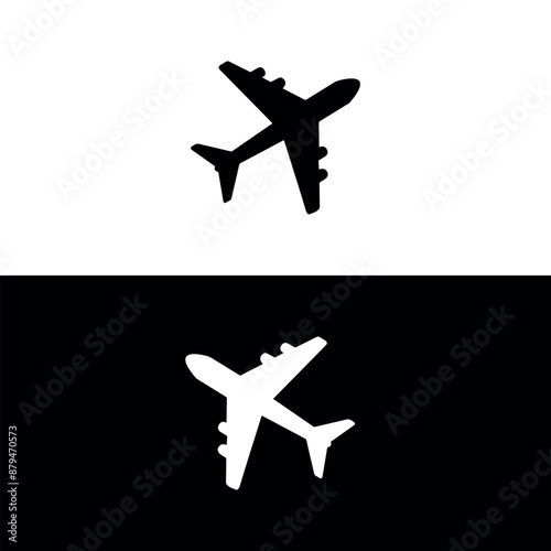 Airplane icon logo vector design black and white background