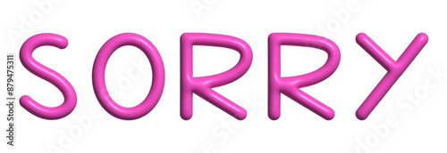 Sorry. 3d apologize message in pink isolated on white.Vector graphic illustration.