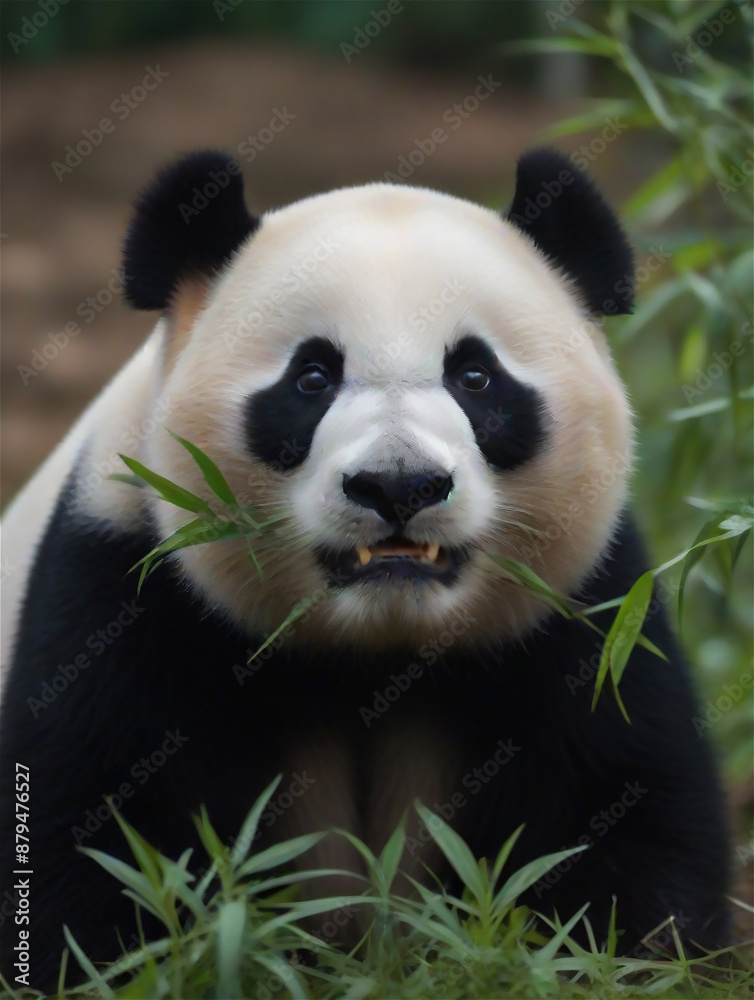 Fototapeta premium panda eating bamboo