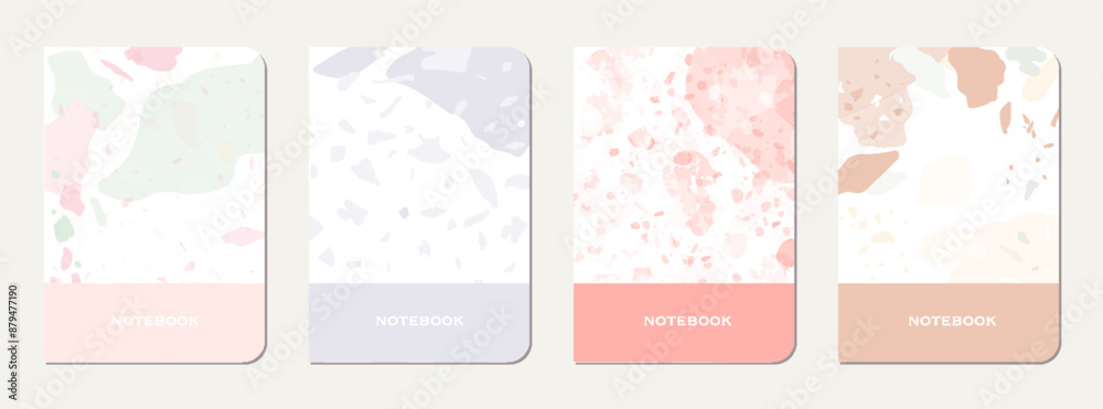School notebook cover design. Terrazzo abstract