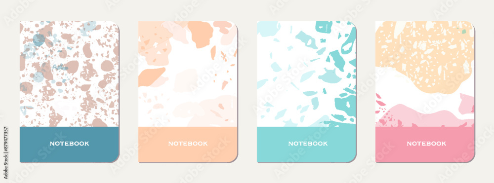 School notebook cover design. Terrazzo abstract