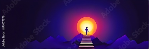 Wallpaper Mural vector illustration of a person going upstairs as symbol for self growth and personal development Torontodigital.ca