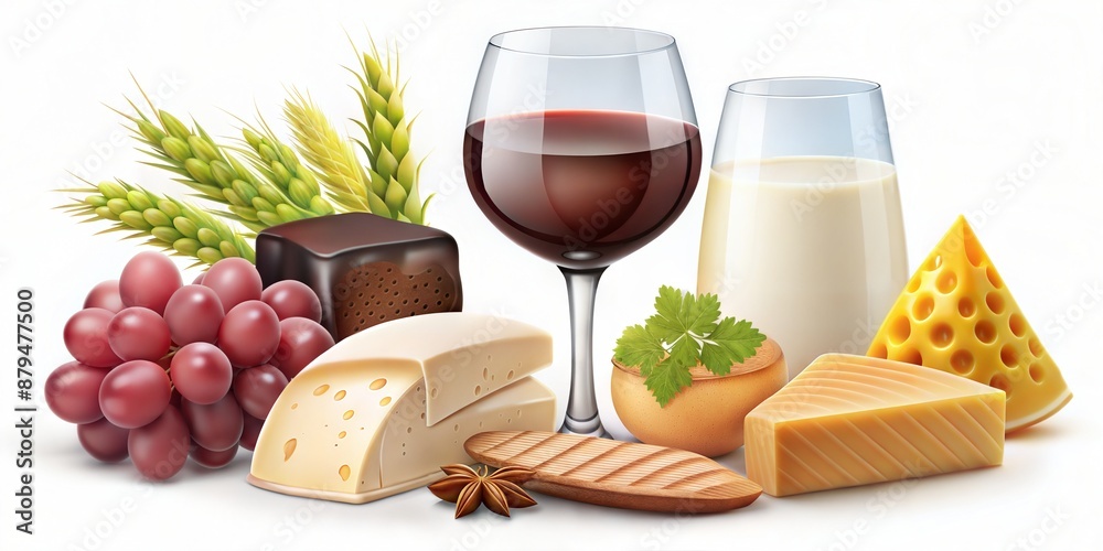 vector set of different kinds of dairy products vector set of different kinds of dairy products
