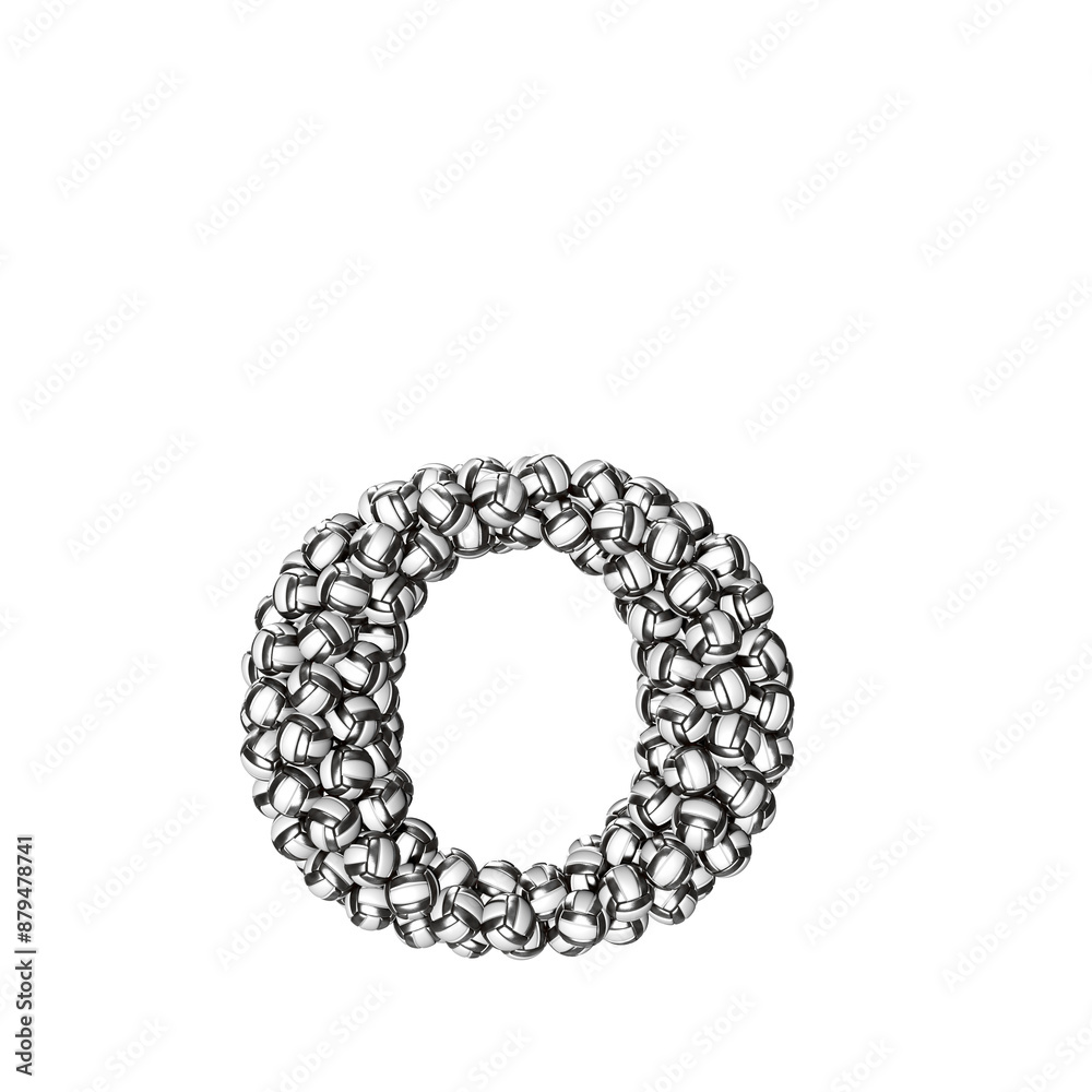 Obraz premium Symbol made of black volleyballs. letter o