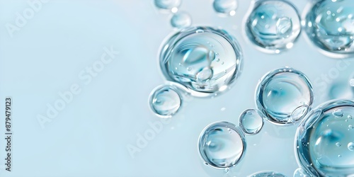 Blue water bubbles background with serum gel texture for cosmetic advertising. Concept Blue Water Bubbles, Serum Gel Texture, Cosmetic Advertising