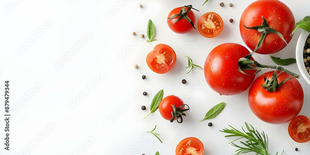 Food items on white background for food blogs recipe books social media. Concept Food Styling, White Background, Recipe Inspiration, Social Media Promotion