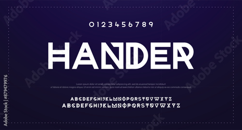 Design Modern abstract digital alphabet font. Minimal technology typography, Creative urban sport fashion futuristic font and with numbers. vector illustration.