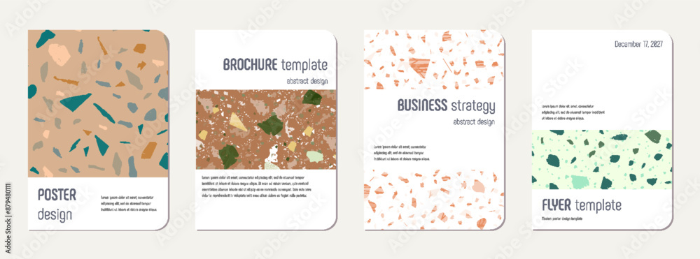 Naklejka premium Note book cover design. Terrazzo abstract