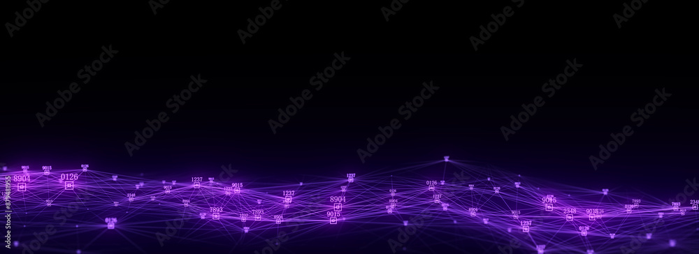 Dark cyberspace in digital background. Abstract technology wave with motion glowing dots and lines. Connection big data. Futuristic wireframe texture. Analysis a network connection. 3D rendering. Dark cyberspace in digital background. Abstract technology wave with motion glowing dots and lines. Connection big data. Futuristic wireframe texture. Analysis a network connection. 3D rendering.