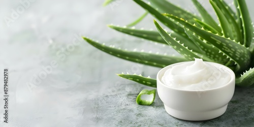 Organic skincare products with aloe vera ceramides scar treatment and antiaging benefits. Concept Organic Skincare, Aloe Vera Benefits, Ceramides, Scar Treatment, Antiaging Products photo