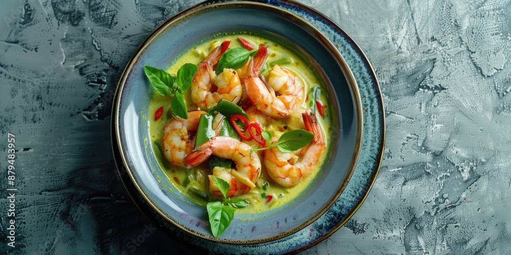 Fresh seafood and colorful vegetables on a plate, great for a healthy meal or dinner party