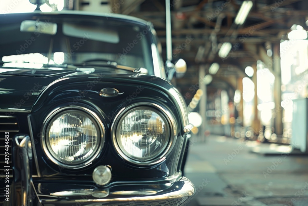 Fototapeta premium headlights close-up, car dealership, auto theme. Beautiful simple AI generated image in 4K, unique.