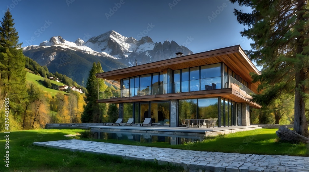Exterior Villa With Large Windows